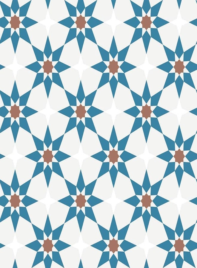 WALLTON والتون - مغربي - 8 ملصقات بلاط للمطبخ، جدار خلفي، حمام، أرضية، خشب، زجاج، لاصق، ديكور منزلي، أثاث (متعدد الألوان، 8x8 بوصة، 36 قطعة) - Image 1